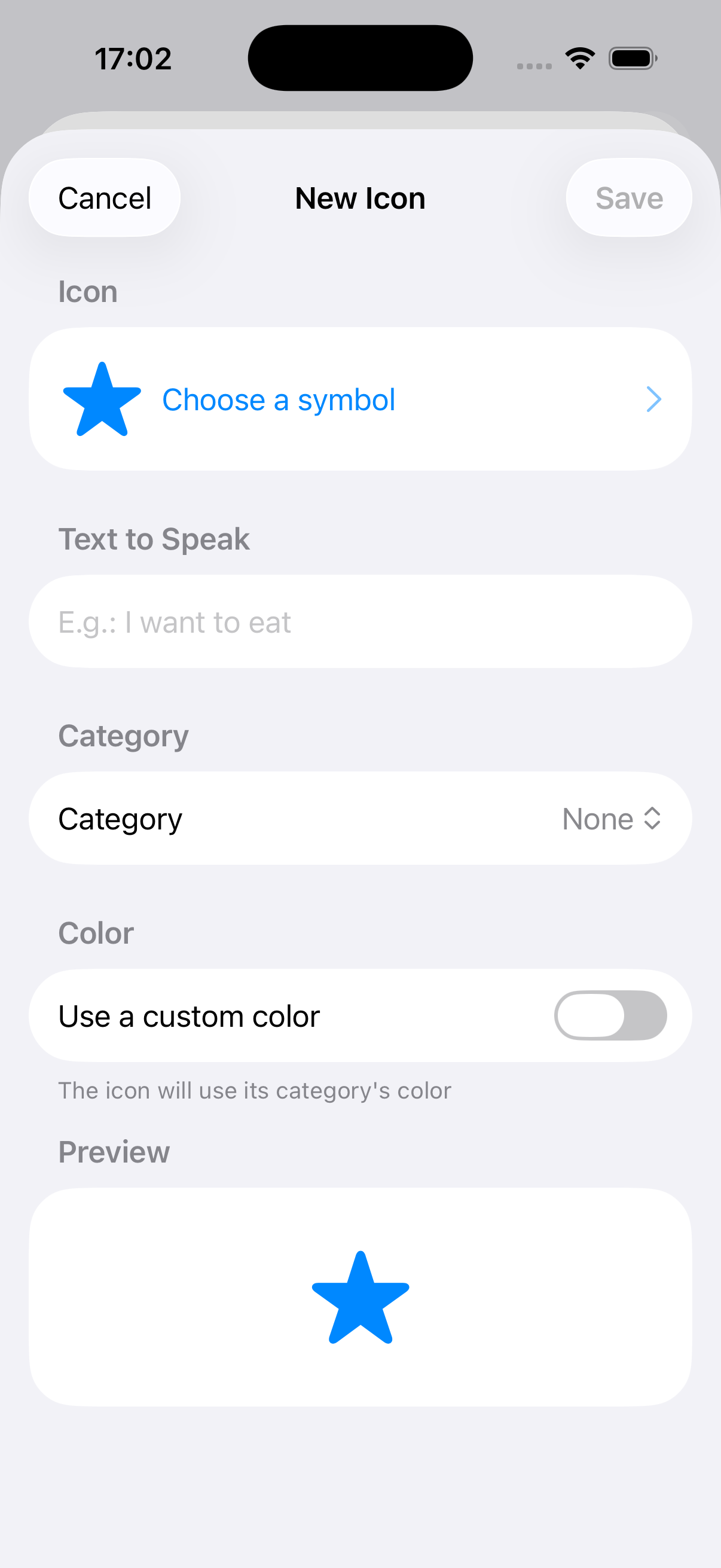 Add icon form